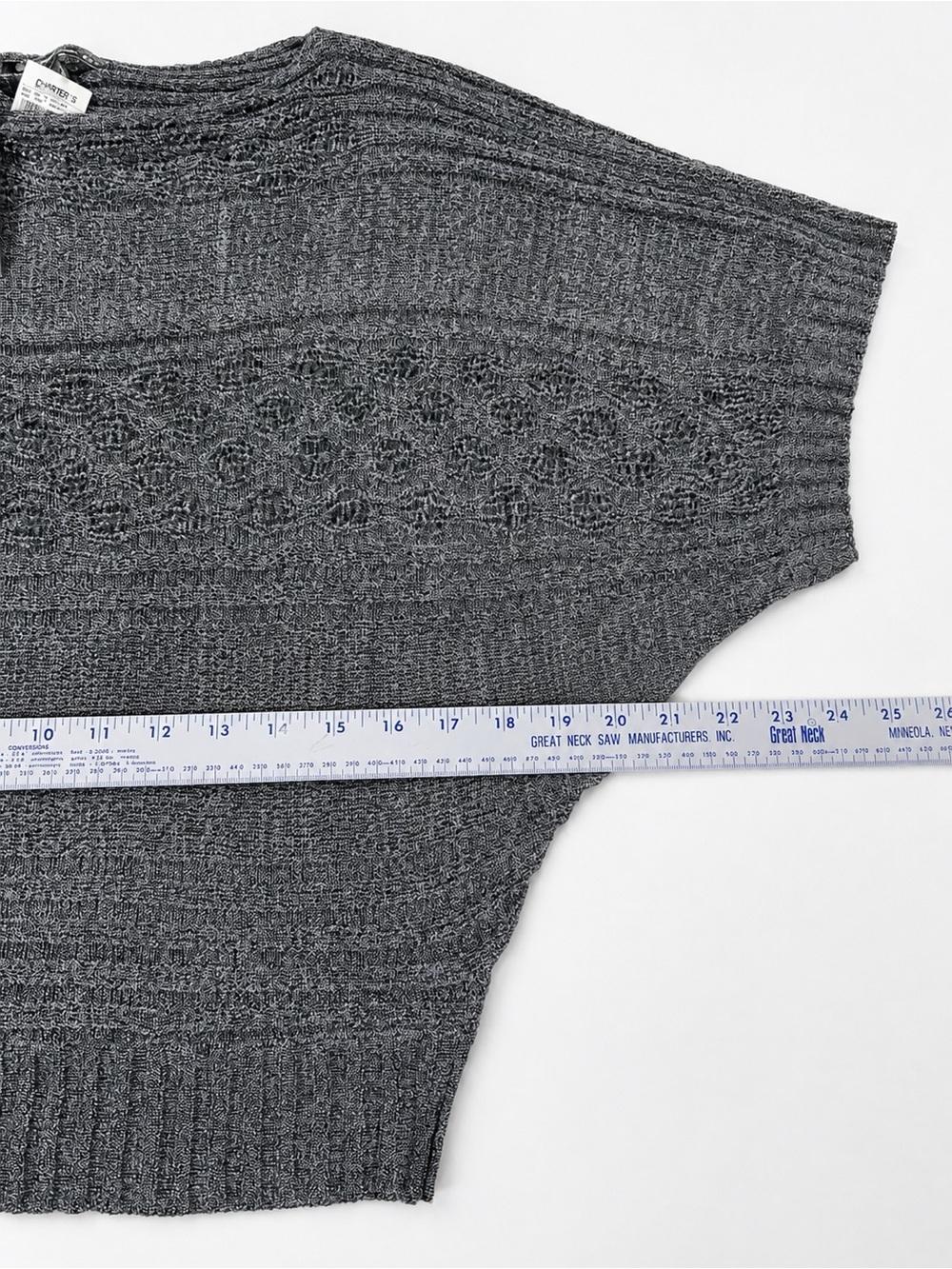 Umgee USA Women’s Size L Charcoal Gray Open Knit Batwing Sweater Top - Picture 8 of 9
